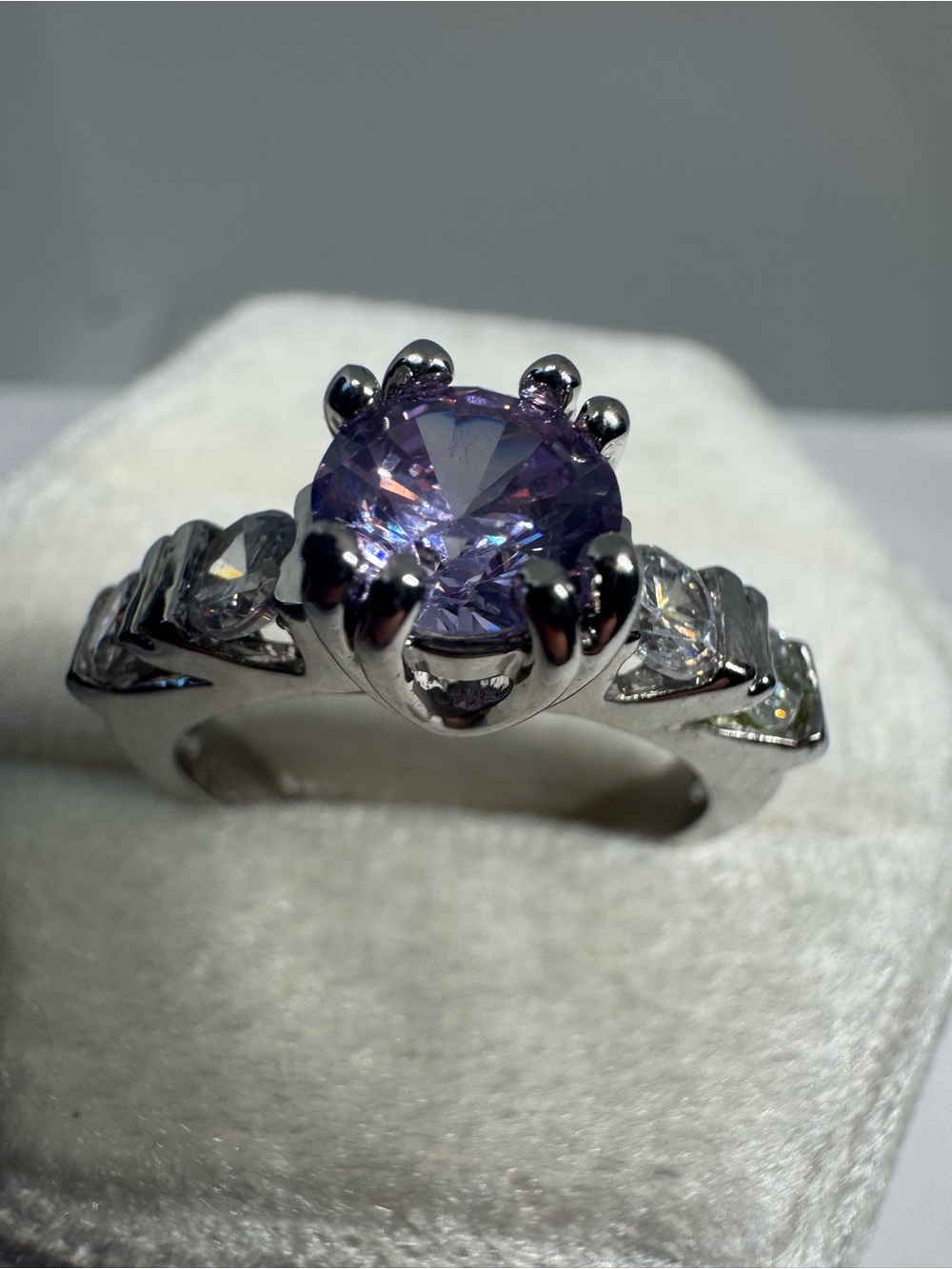 14K 585 White Gold Amethyst Ring Size 8 | 4.74g - Picture 5 of 14